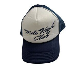 Mile High Club Trucker Hat in White Blue